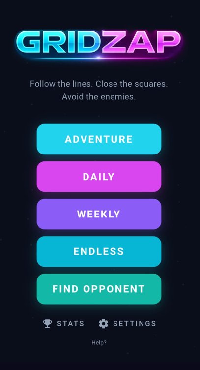 GridZap main menu
